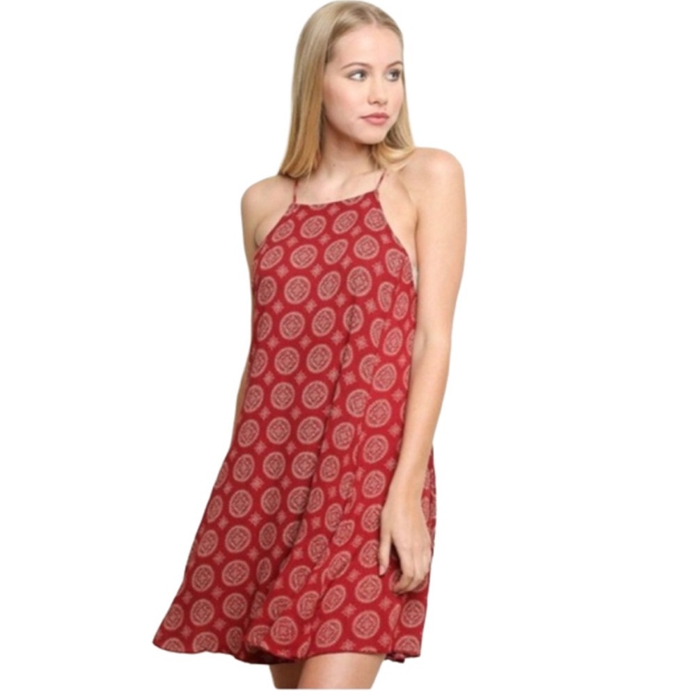 Brandy Melville Sun Dress Red Pattern